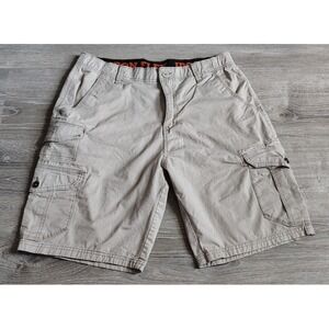 Iron Flex Shorts Mens Sz 34 Tan Chino Slash Pockets Flexible‎ Stretch Cargo